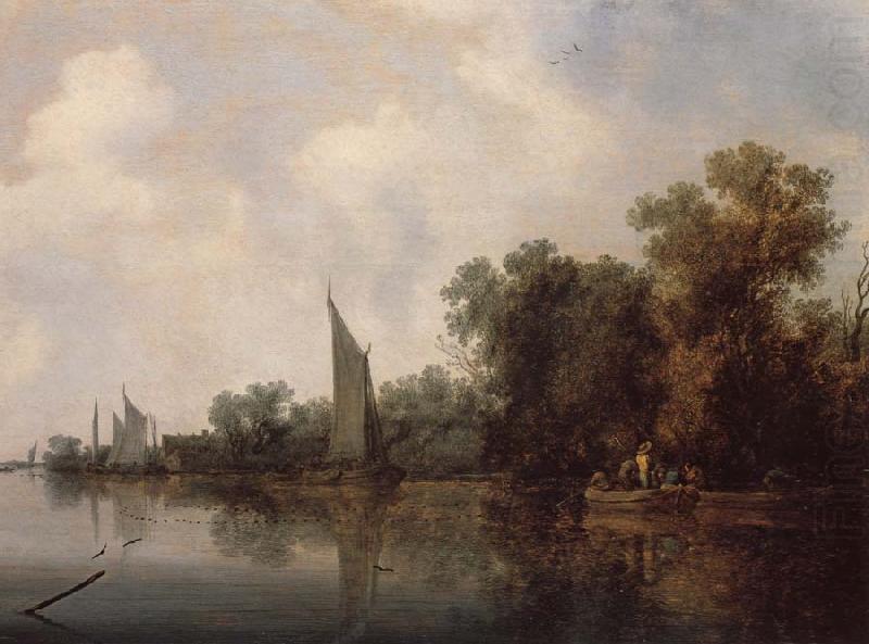 A Rievr with Fishermen Drawing a Net, RUYSDAEL, Salomon van